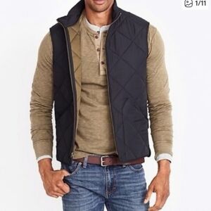 J. Crew Mercantile Walker Vest Men's Large Navy Quilted Sleeveless Zip up